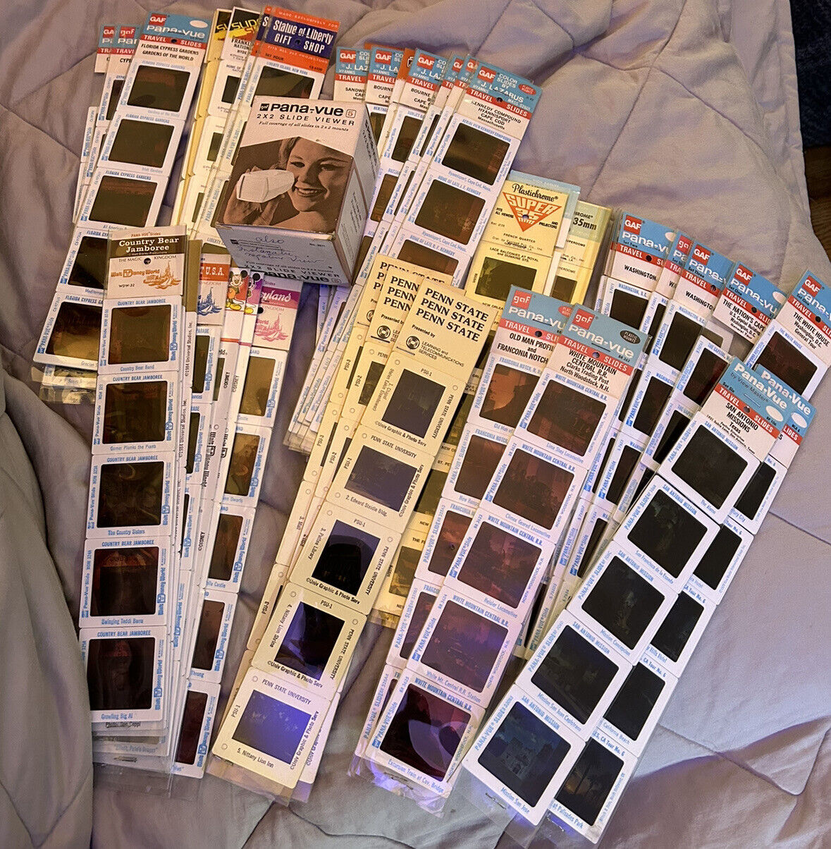 Vintage Pana-Vue Viewer 40 NEW Travel Slides RARE Disney And More