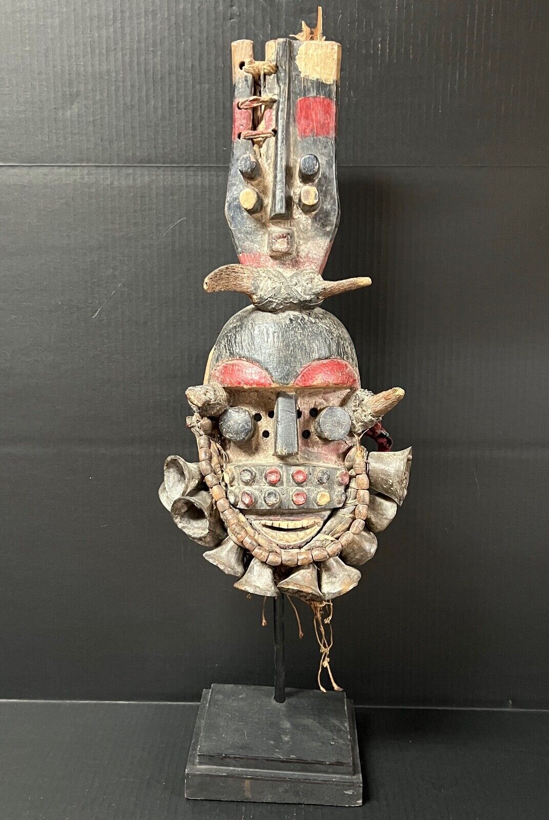 AFRICAN ART DAN GREBO MASK WITH STAND