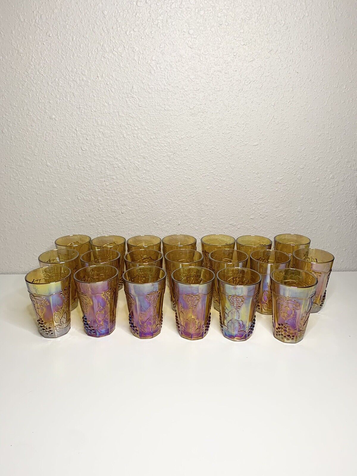 20 Indiana Grape Carnival Glass 4 Inch  Tumblers Amber  Purple Iridescent Lot