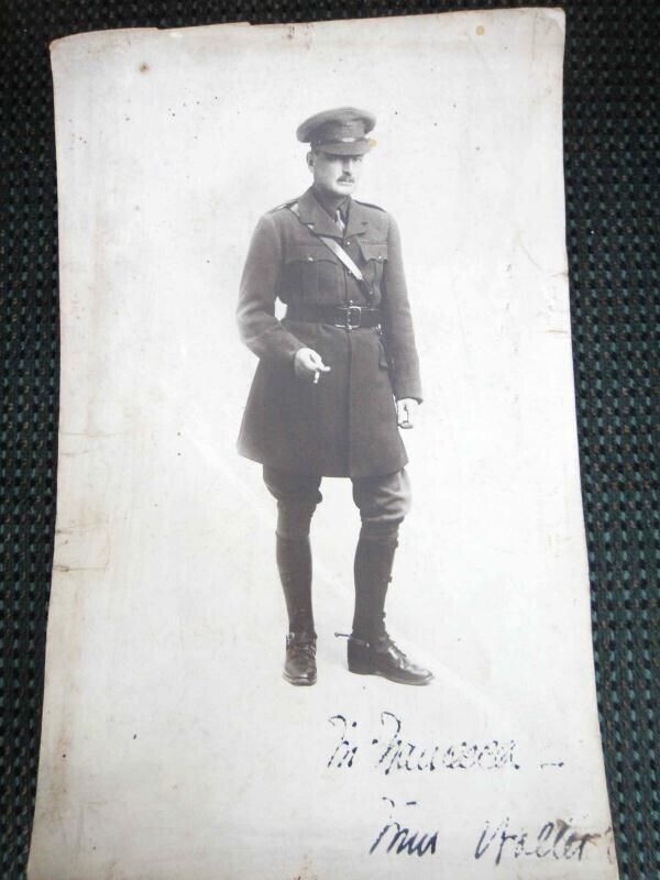 antique WWI WWII? PHOTOGRAPH american MILITARY SOLDIER black white signed