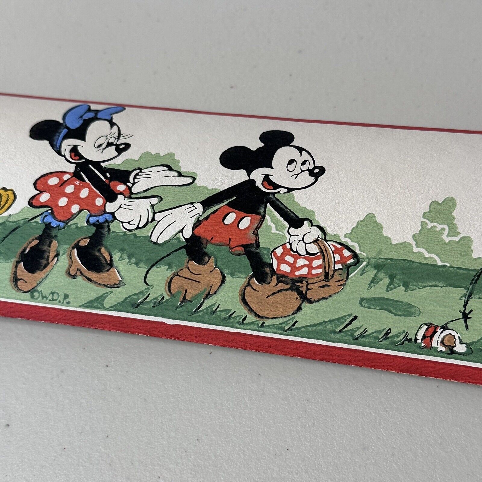 Vintage 1940's Disney Mickey Minnie Mouse Pluto Wallpaper Border Silk Screen 