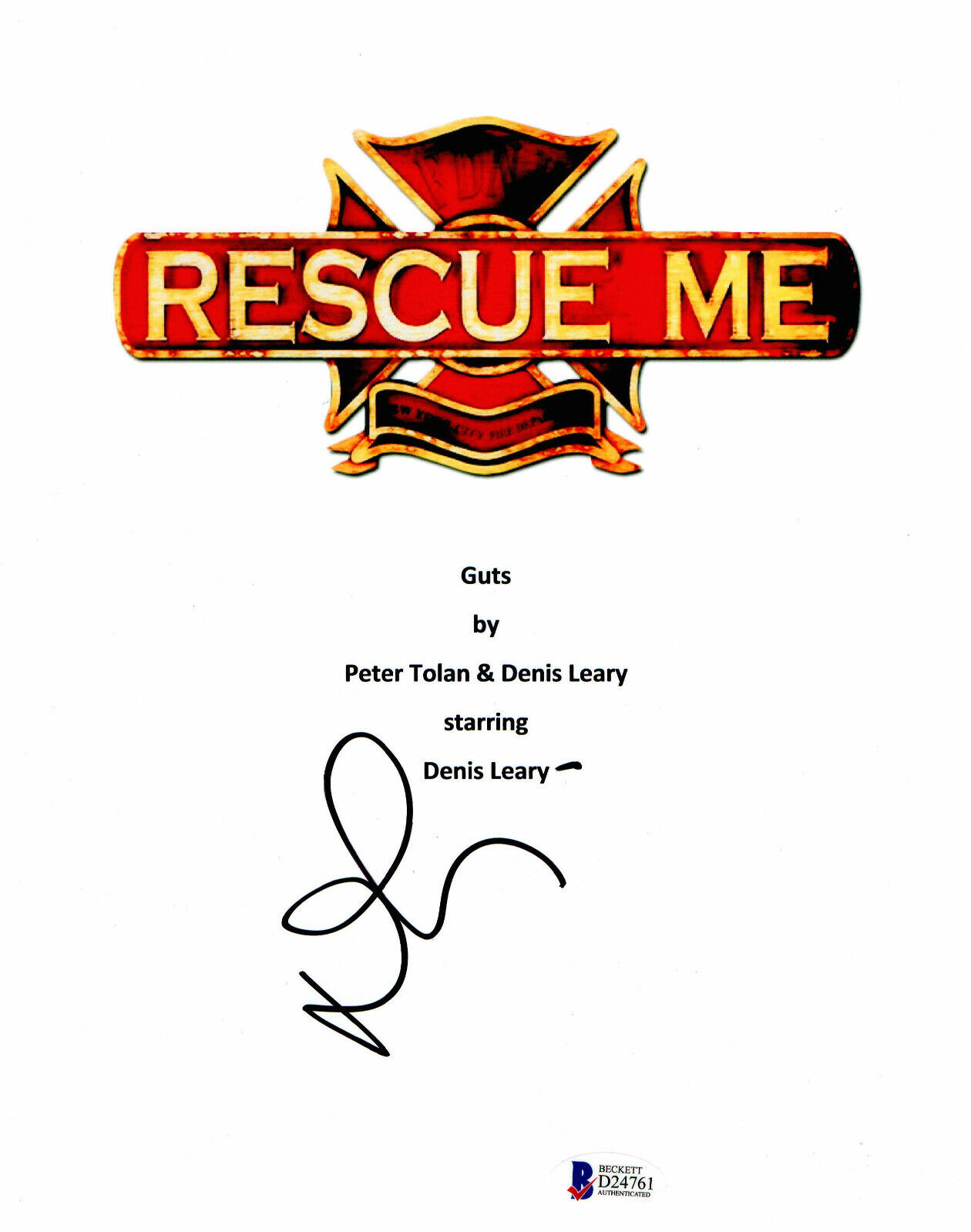 DENIS LEARY SIGNED AUTOGRAPH RESCUE ME FULL SCRIPT BECKETT BAS 