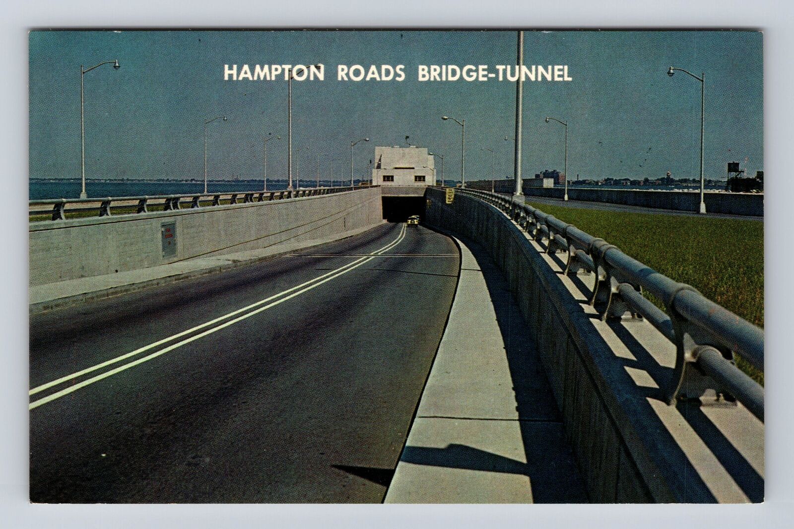 Hampton VA-Virginia, Hampton Roads Bridge Tunnel, Antique, Vintage Postcard