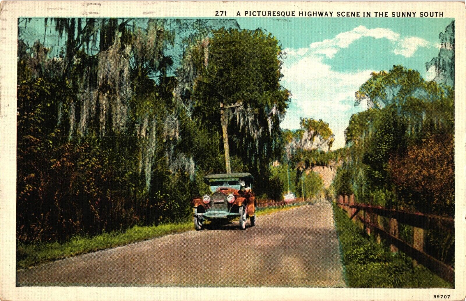 1937 Picturesque Highway in South Posted AUBURN ALABAMA Postcard