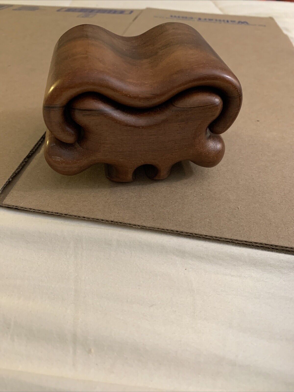 Vintage Fred & Marilyn Buss French Walnut Wood Puzzle Box