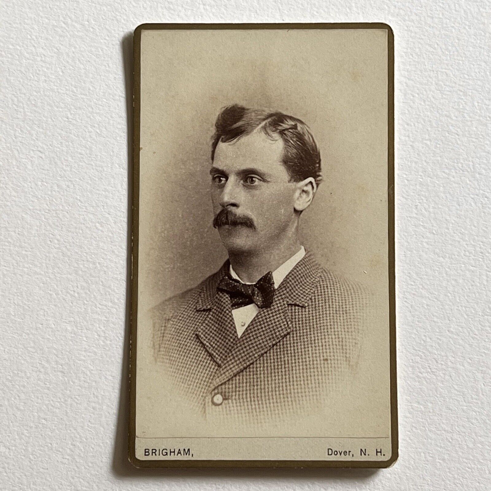 Antique CDV Photograph Charming Handsome Young Man Mustache Dover NH