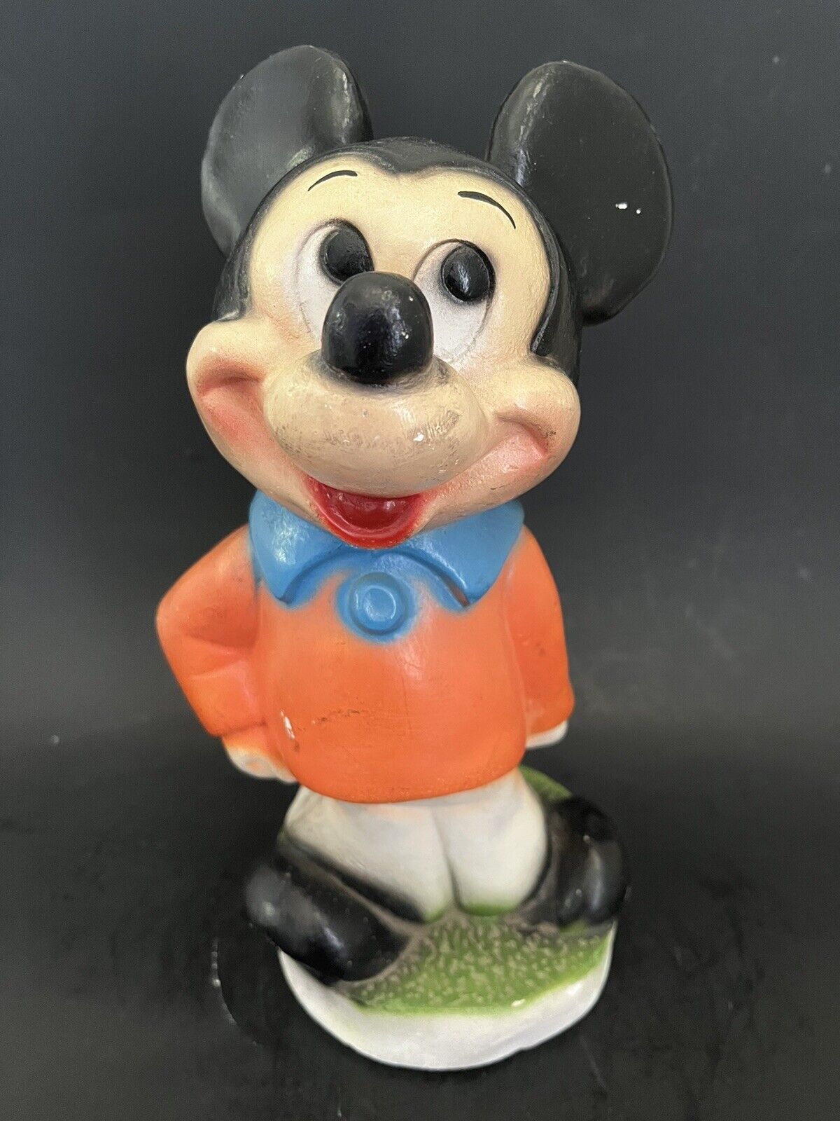 LARGE OLD VINTAGE MICKEY MOUSE CHALKWARE CHALK WARE COLD PAINT PIGGY BANK