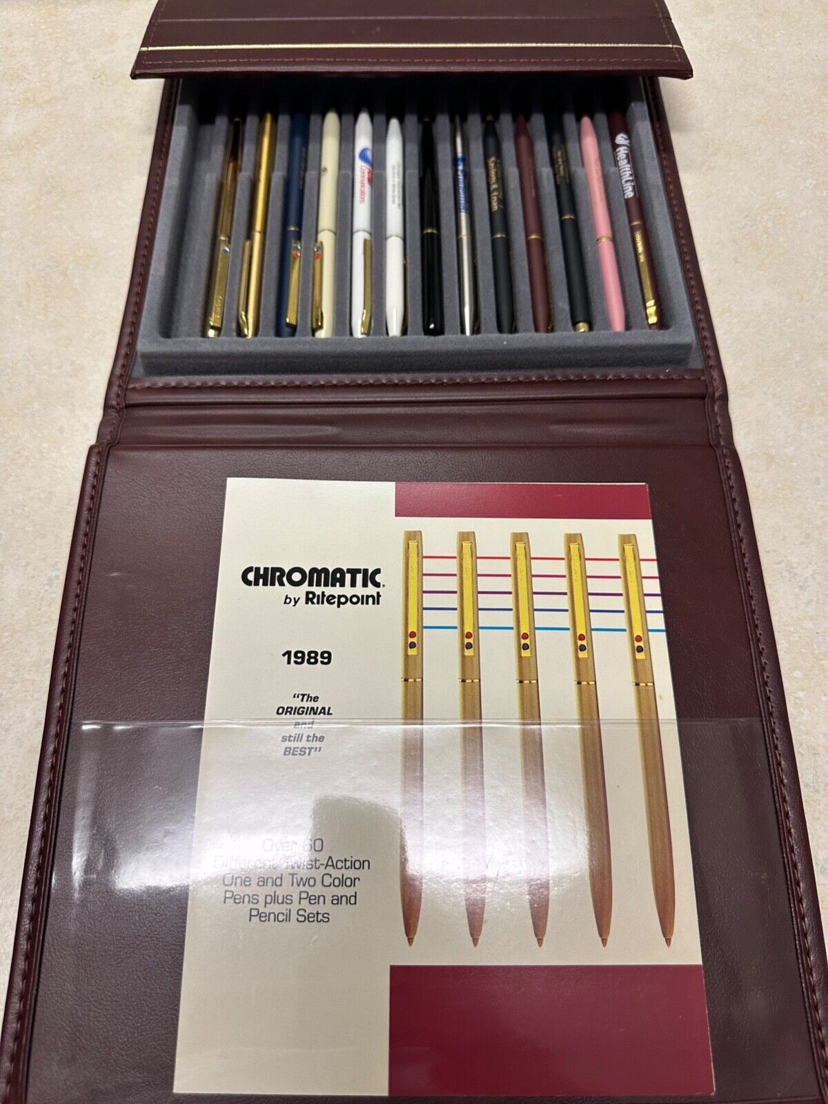 Vintage Advertising Pens Salesman Sample Case Ritepoint 1989
