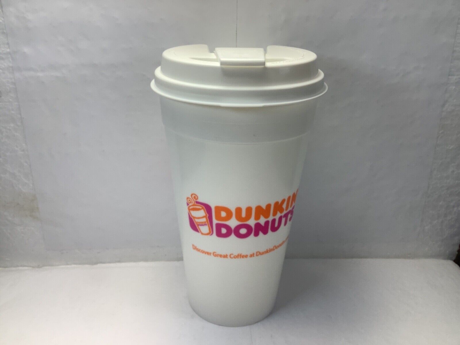 Dunkin Donuts White Plastic Tumbler Coffee Cup Collectible RARE 6\