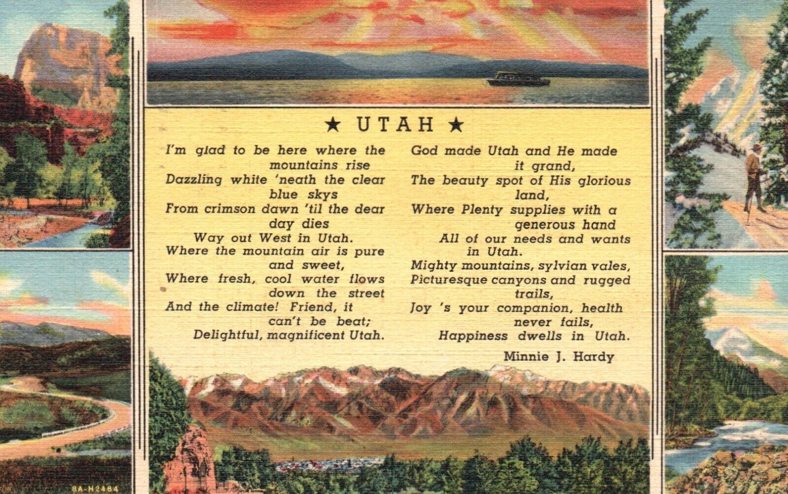 Postcard UT Utah Poem Multi View Posted 1941 Linen Antique Vintage PC G4894