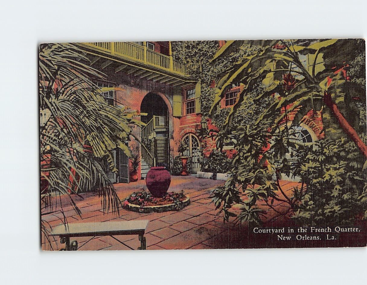 Postcard Courtyard in French Quarter New Orleans Louisiana USA