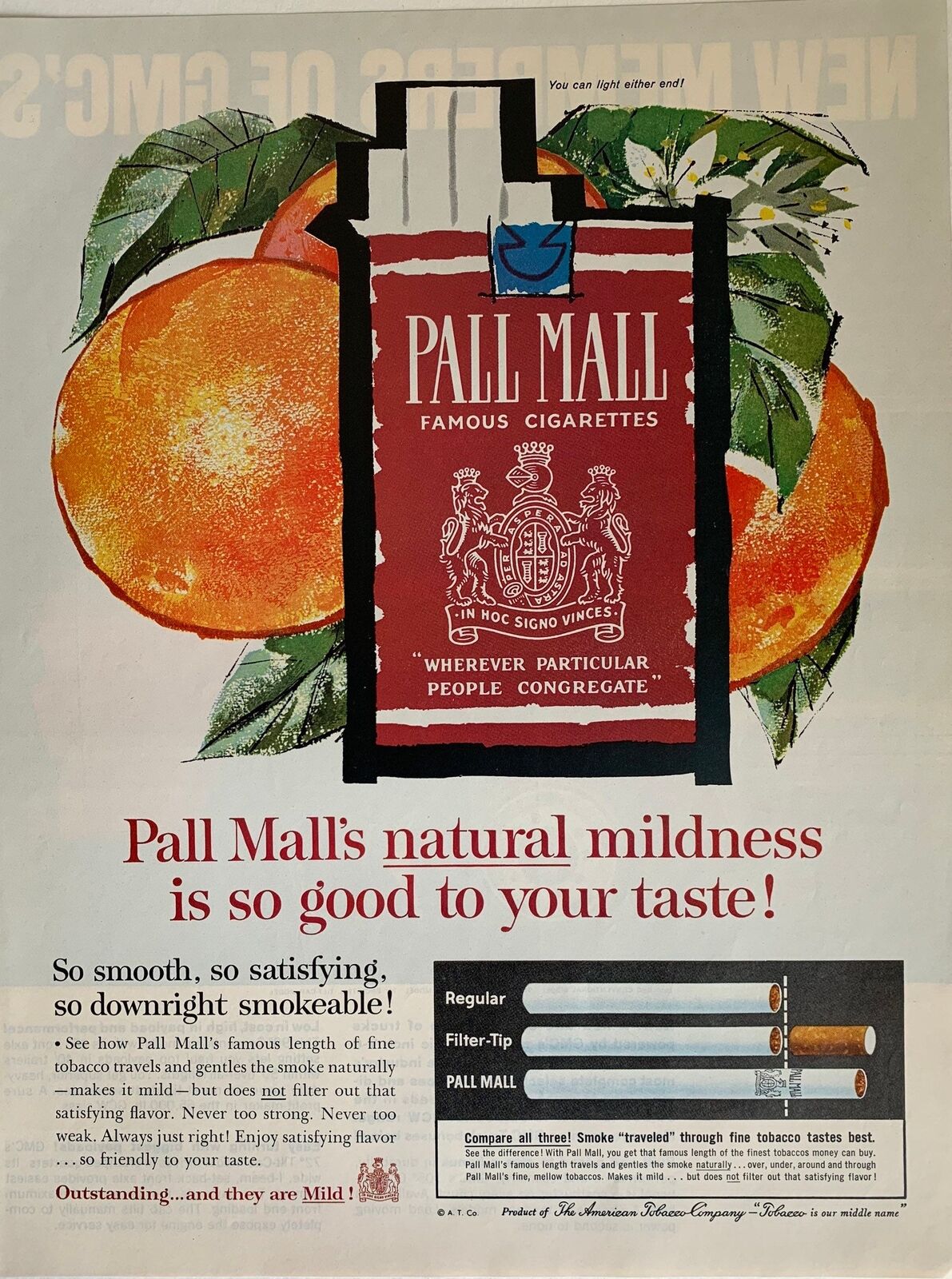 Vintage 1960s Pall Mall Cigarettes Ad