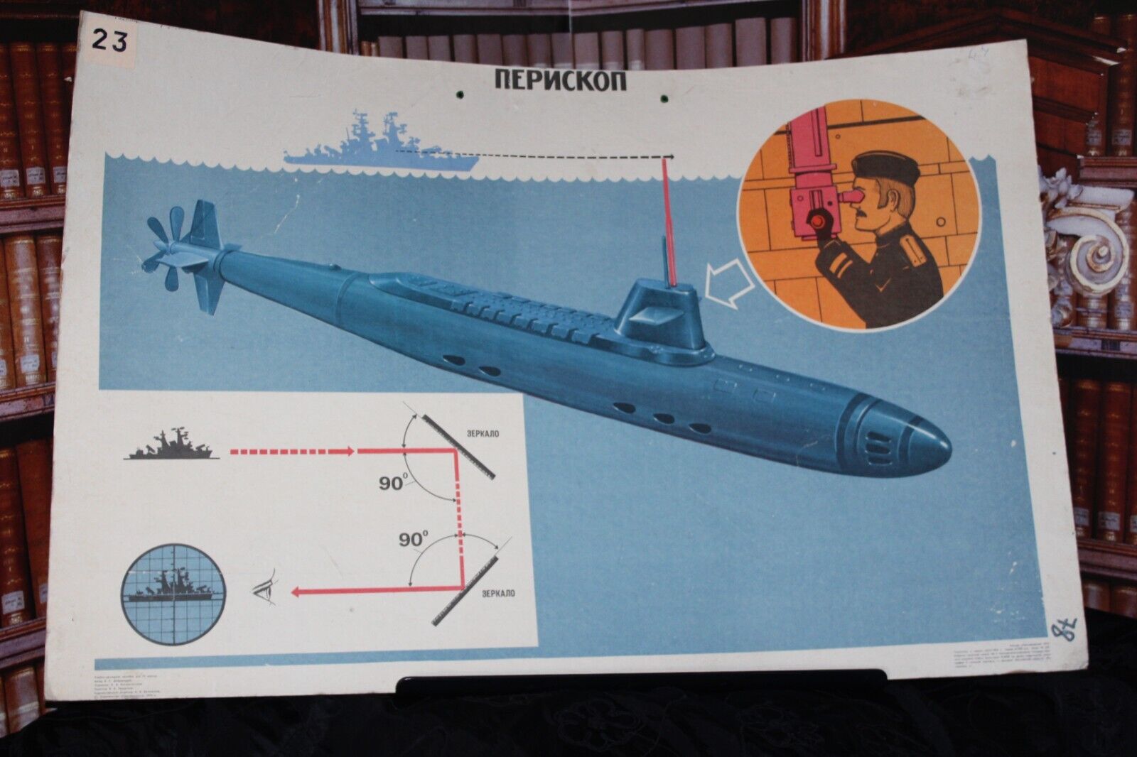 Vintage USSR original Soviet Poster U Boat Periskop 1974
