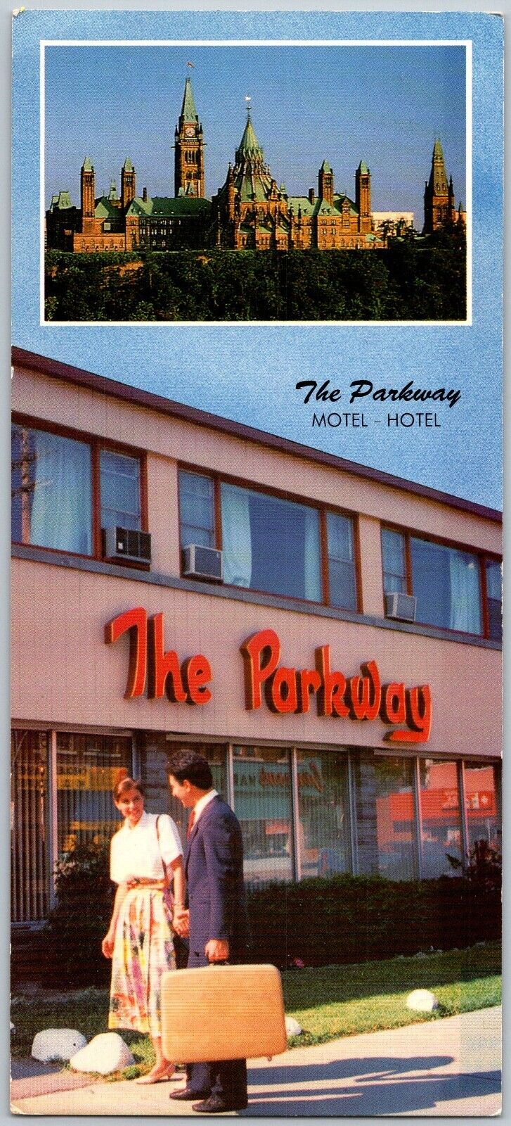 Ottawa Ontario Canada 1970s Oversize Postcard The Parkway Motel Hotel Map Back