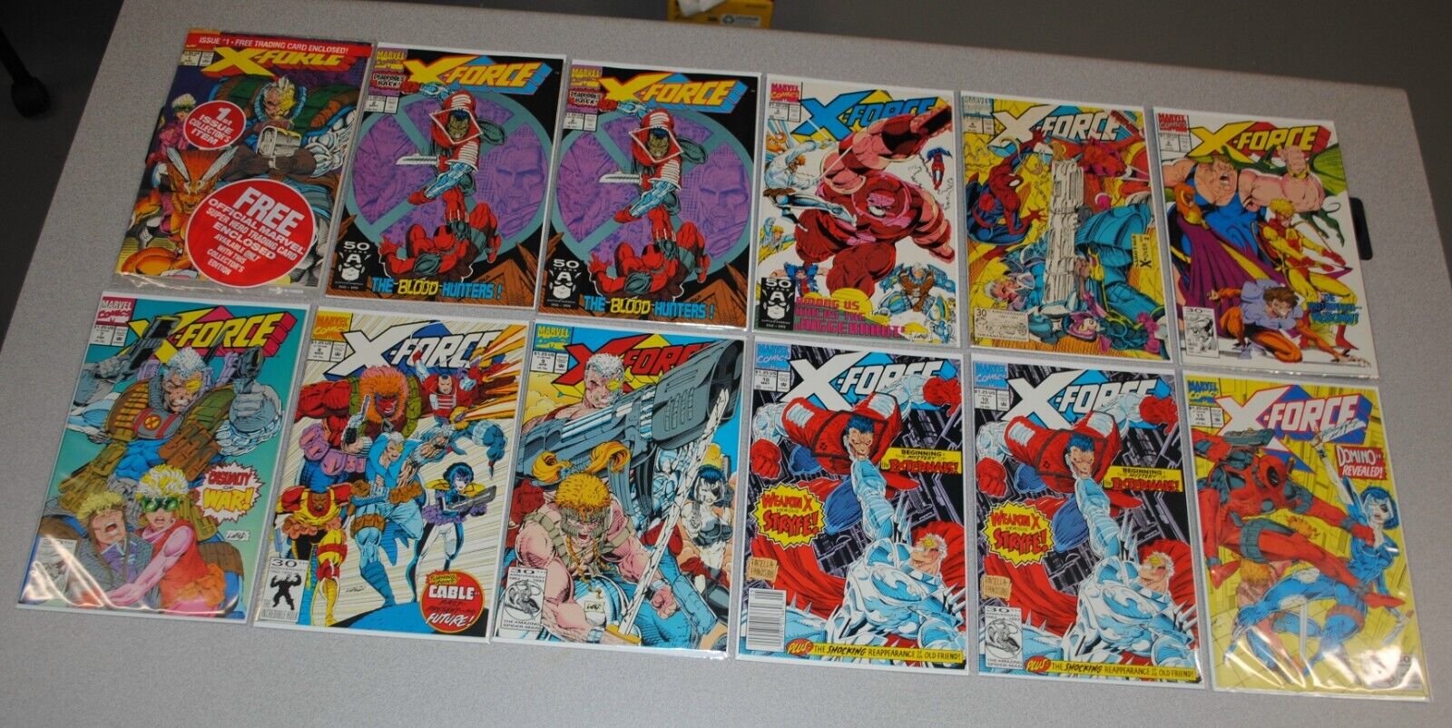 Lot of 12 1991 Marvel Comics X-FORCE #1, 2x#2,#3,#4,#5,#7,#8,#9, 2x#10,#11