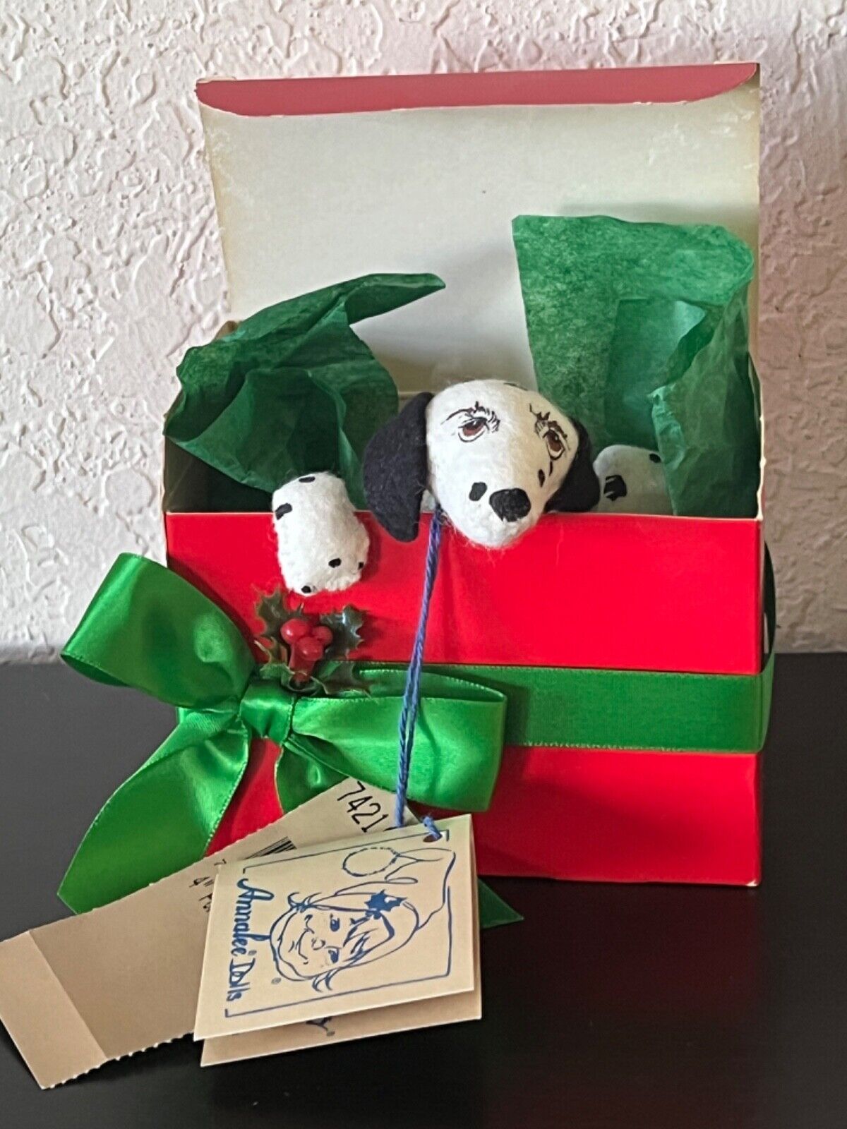 Annalee Dolls 4” DALMATIAN PUPPY DOG PRESENT in Red Gift Box  #7421 with Tag