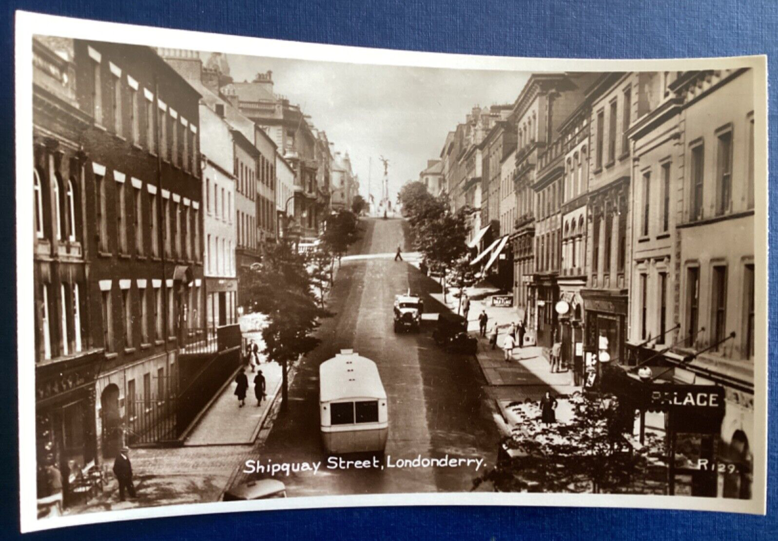 Postcard Shipquay Street, Londonderry Ireland Street view RPPC WWII D34