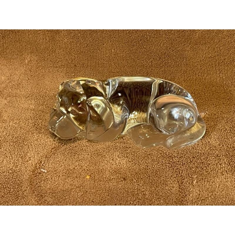 Vintage Cut 24% Lead Crystal Puppy Paperweight