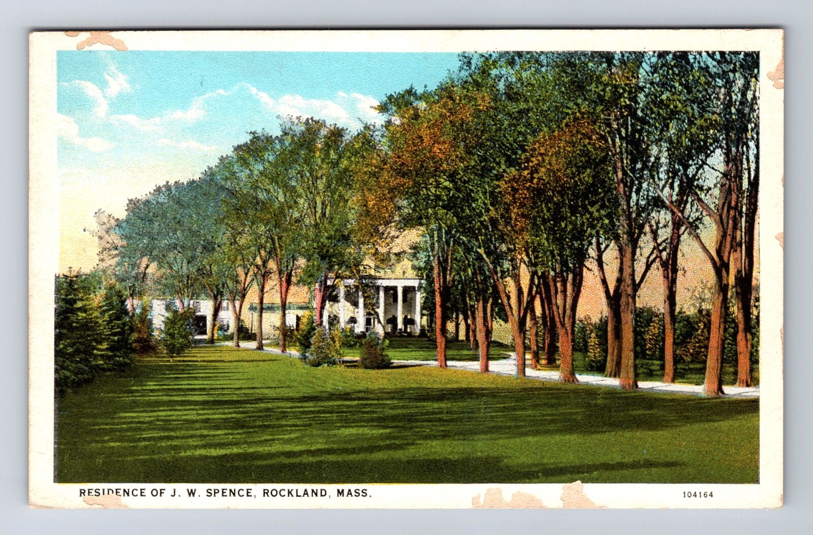 Rockland MA-Massachusetts, Residence of J.W. Spence, Antique Vintage Postcard