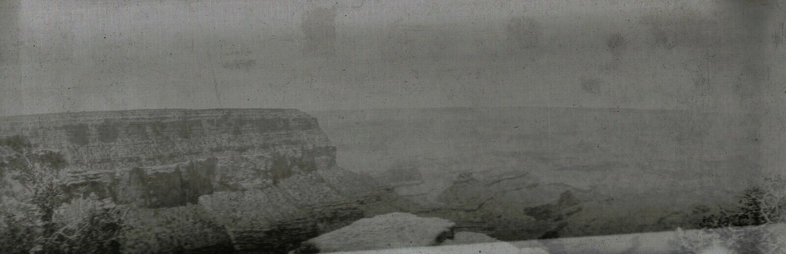 Antique Panoramic Grand Canyon Photo Negative, c1906 Rim Canyon Frontier America