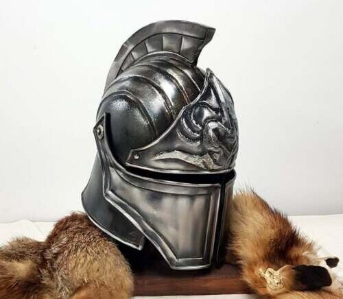 X-mas Blackened 18 Gauge Steel Medieval Legionnaire Fantasy Helmet Gift Item