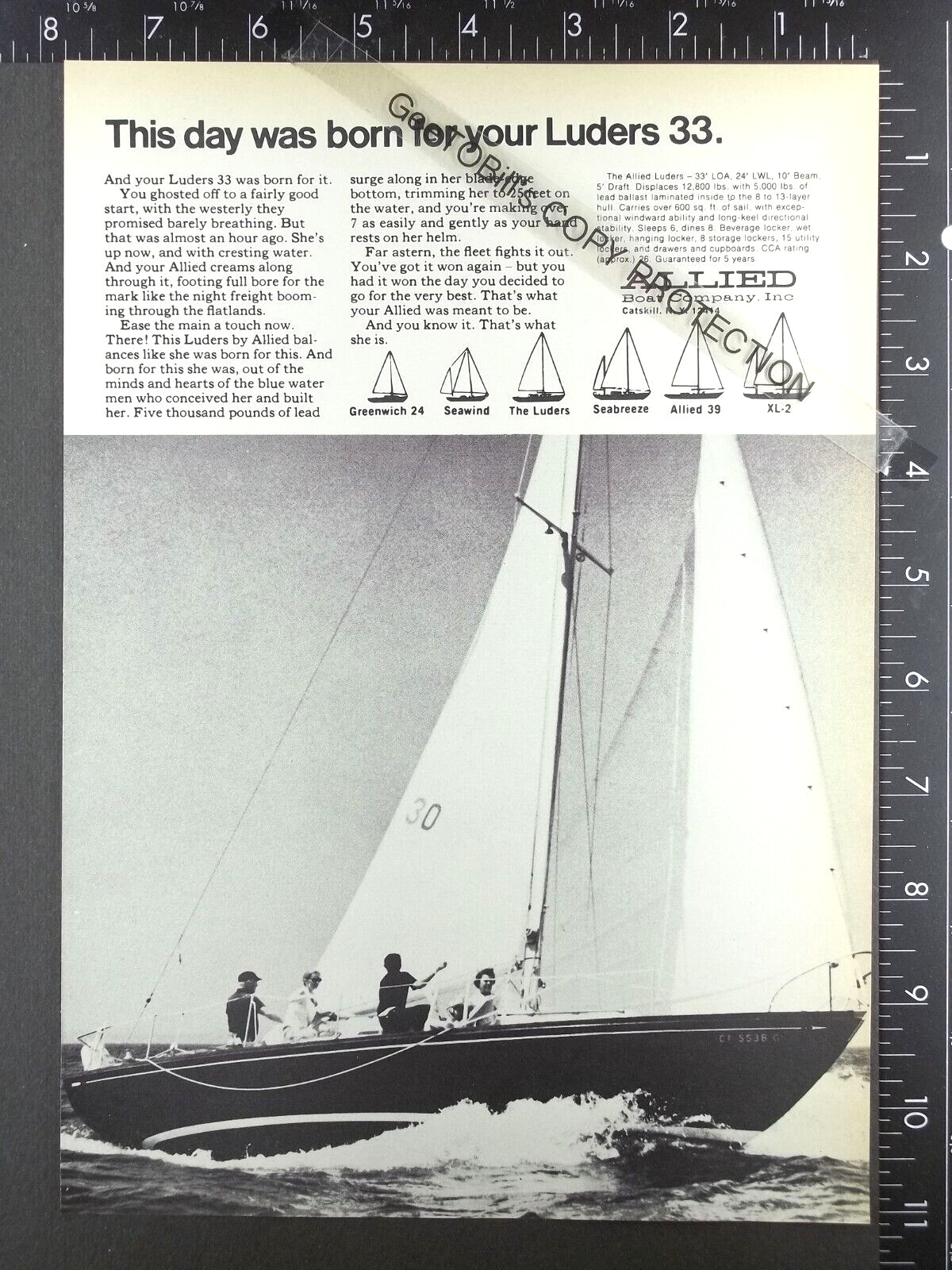 1969 ADVERTISEMENT for Allied Luders 33 sail motor yacht boat