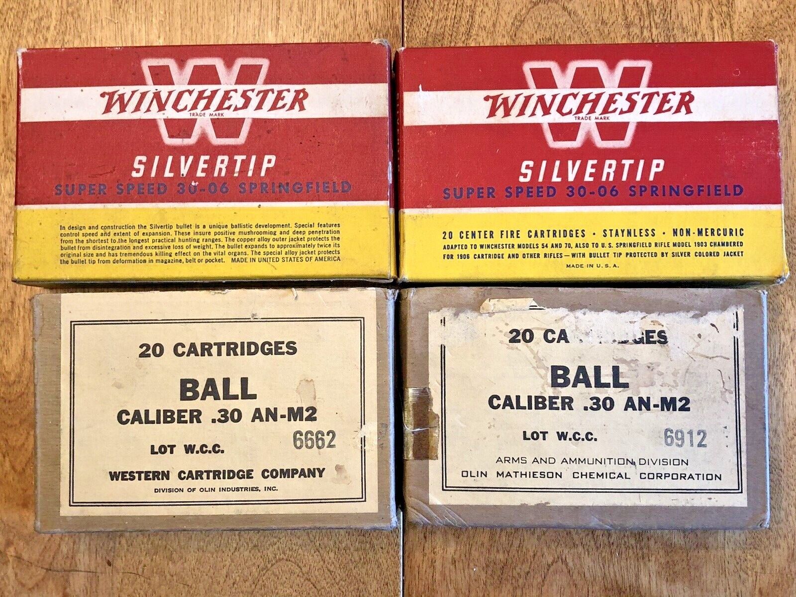 Vintage lot 4 Old WINCHESTER & Western 30-06 SPRINGFIELD SUPER SPEED EMPTY BOX