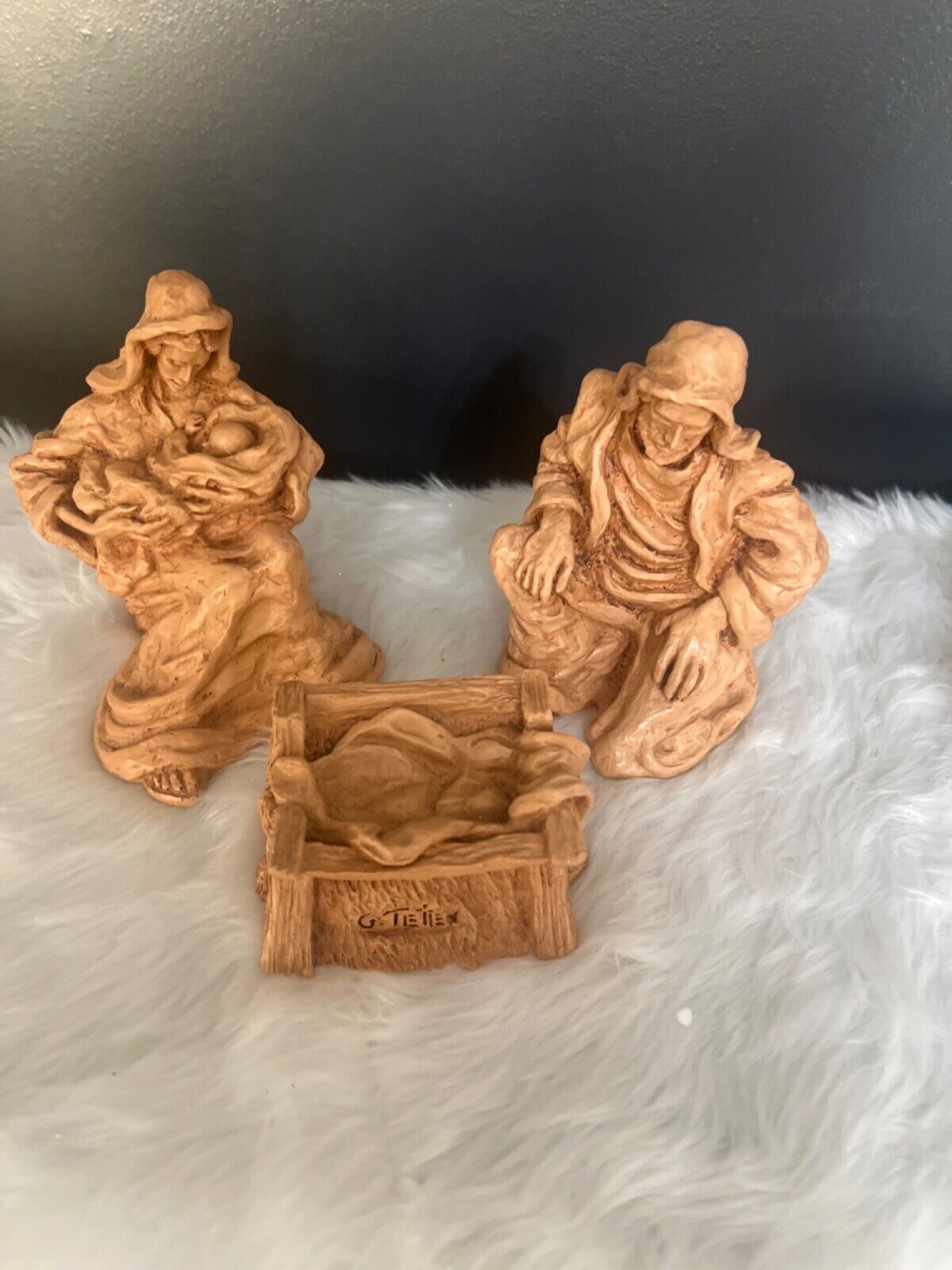 3 Piece Resin Nativity Set Mary Joseph Jesus Christmas G. Tietien