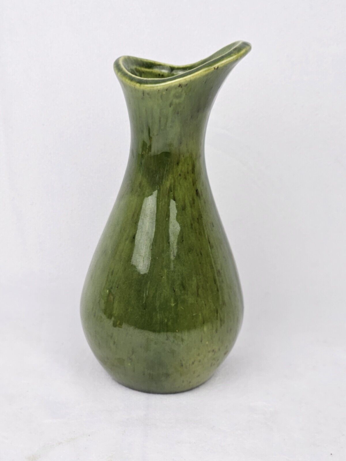 Ceramic Bud Vase Green 7 Inch Small Flower Vase Abstract Free Form