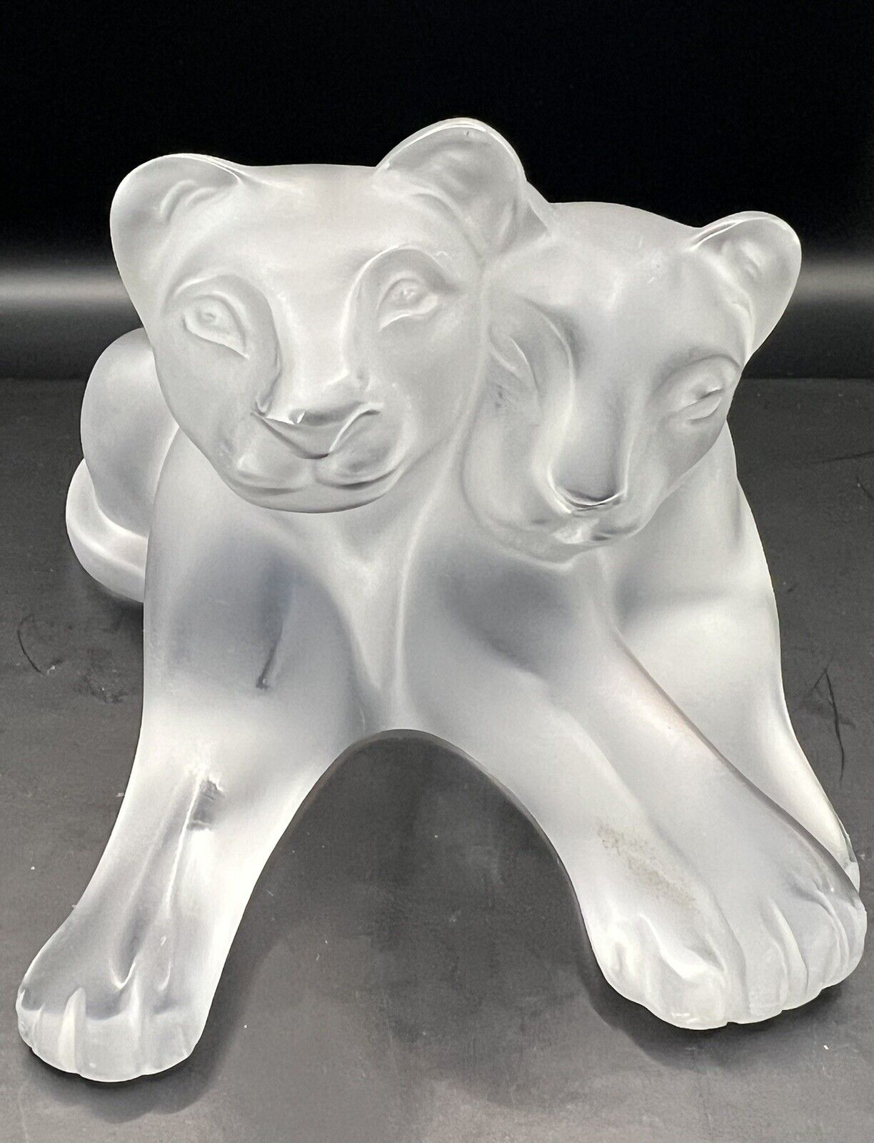 Lalique France Crystal Tambwee Lion Cubs Sculpture/Figurine NWOB