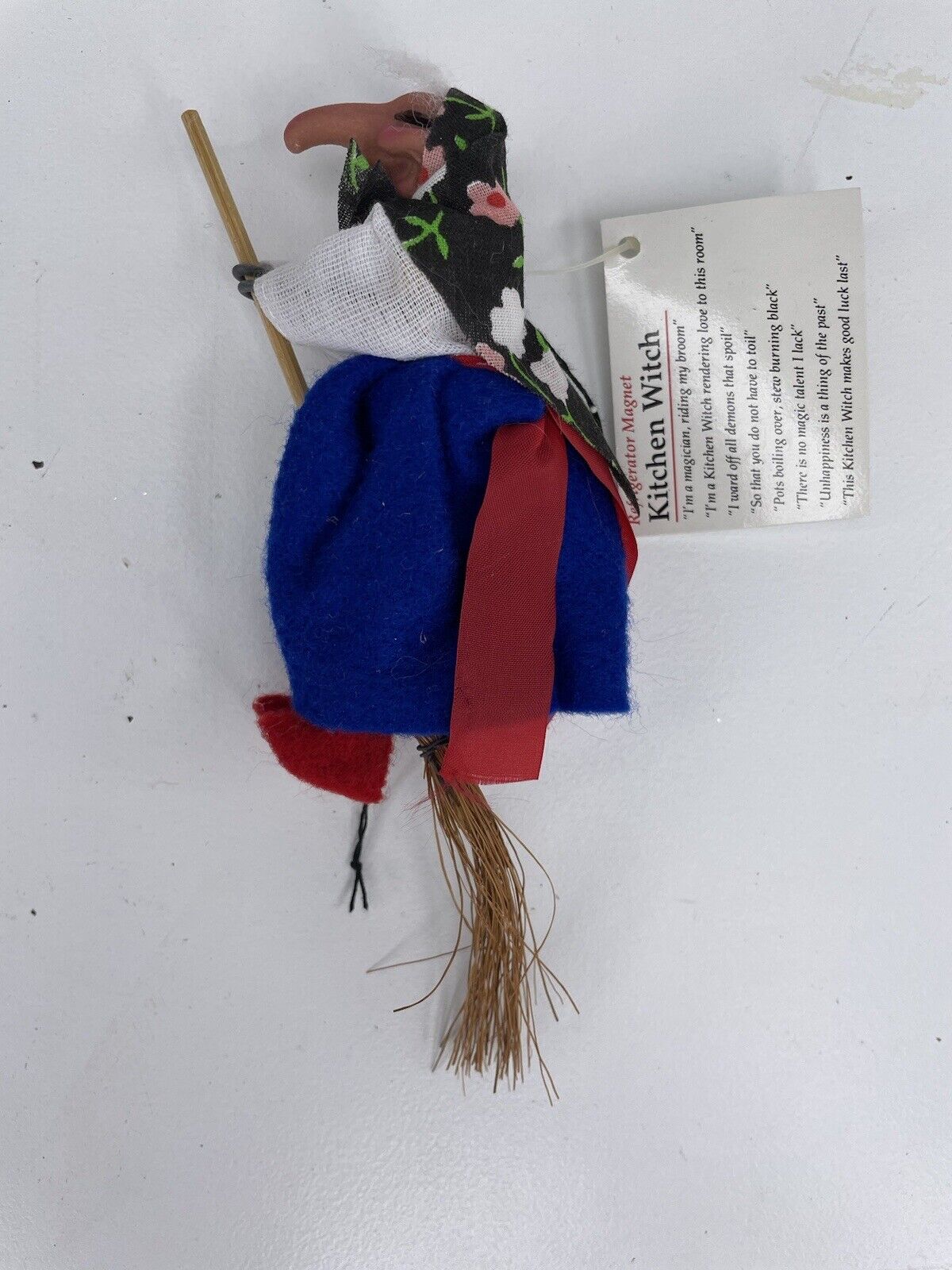 Norwegian Scandinavian KITCHEN WITCH Broomstick Vtg Magnet Baba Yaga Lucky NWT