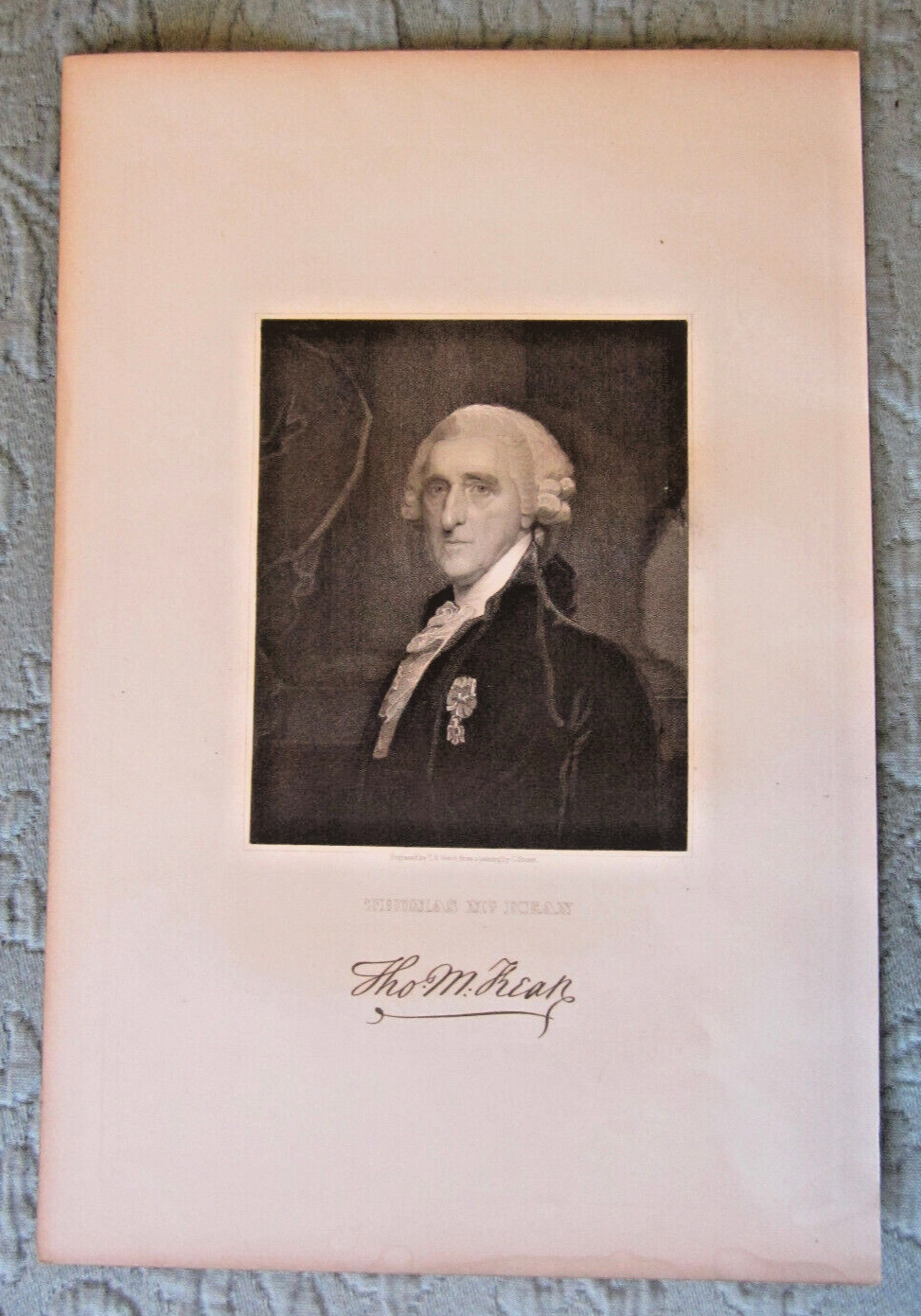 Engraving of Thomas McKean, American Founding Father from G.Stuart Portrait