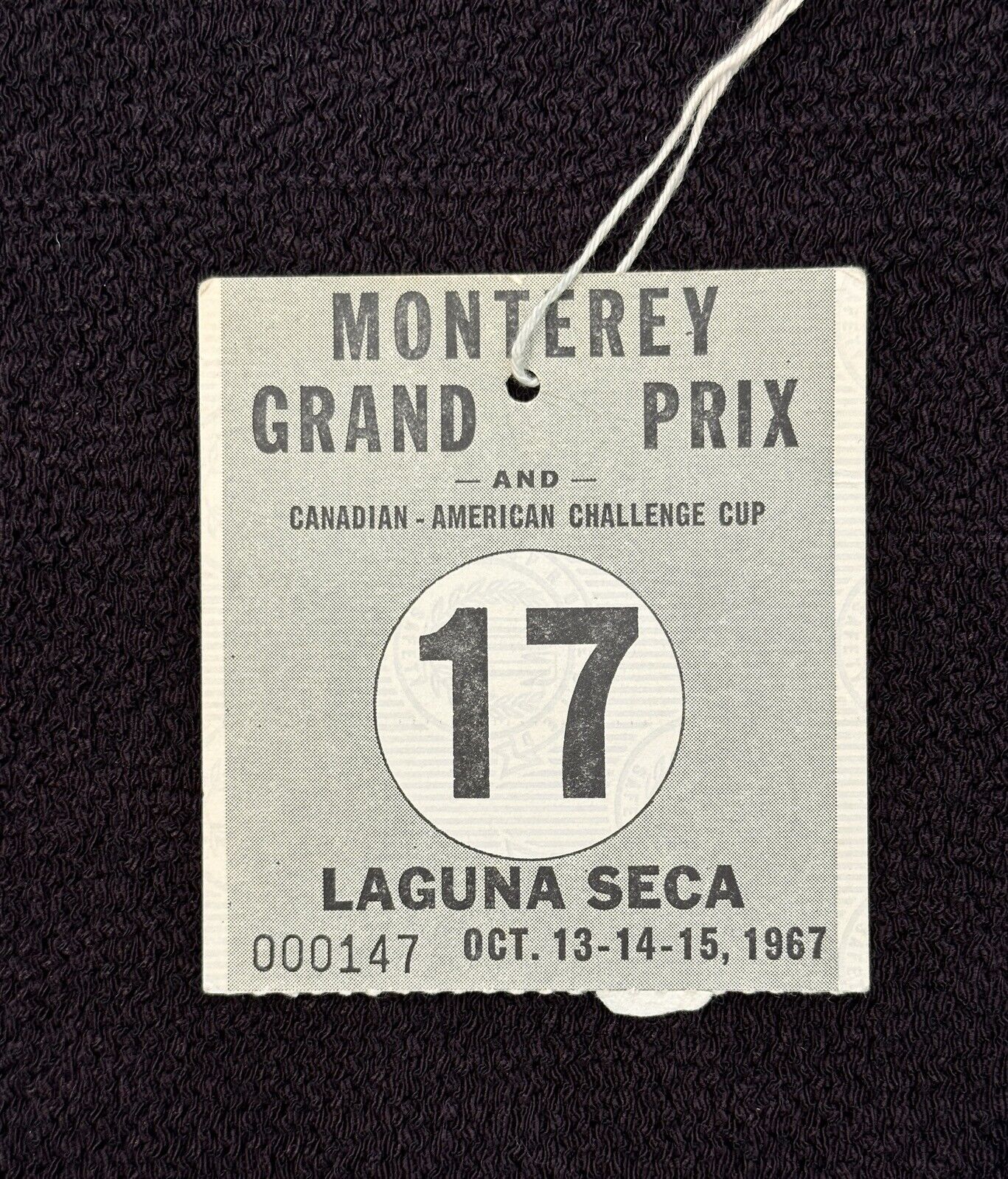 1967 Monterey Grand Prix Ticket Can-Am Challenge Cup Laguna Seca Bruce McLaren