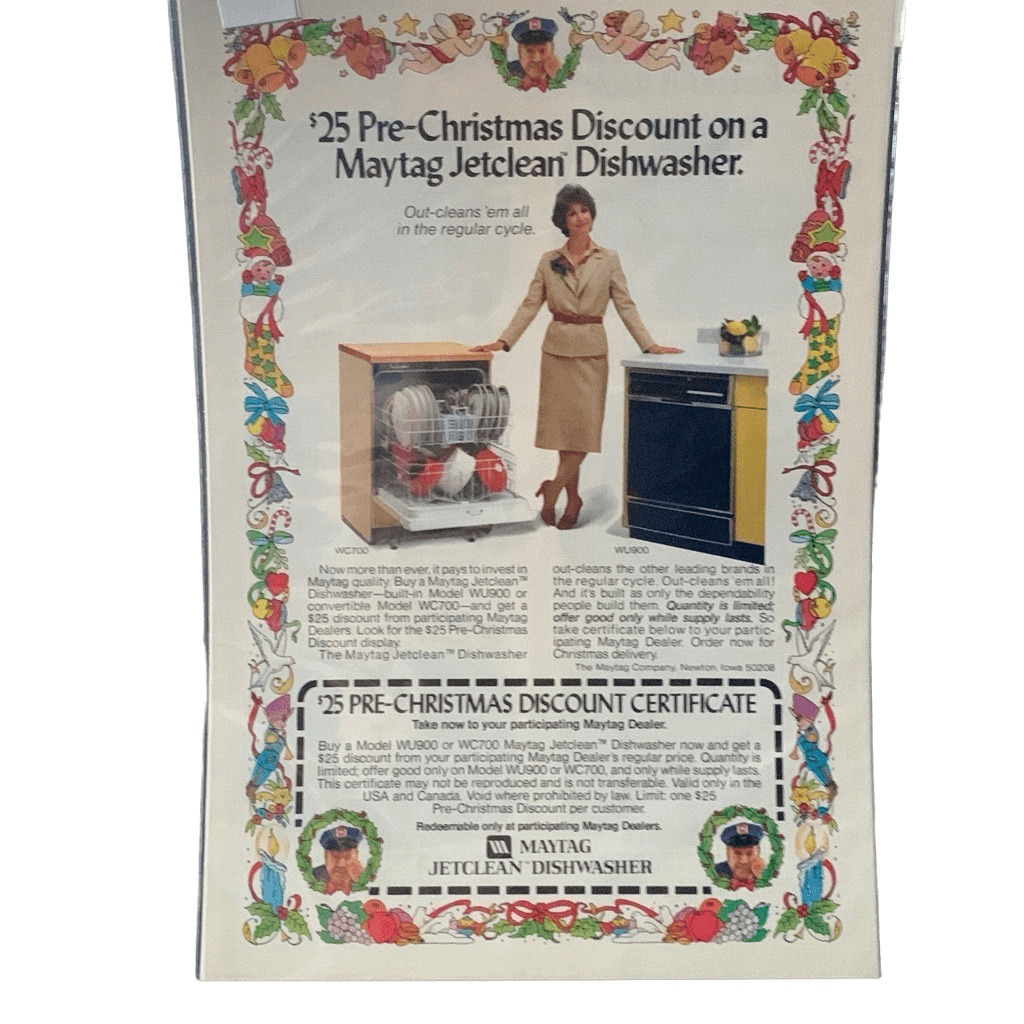 Vintage 1979 Maytag Jetclean Dishwasher Christmas Ad Advertisment