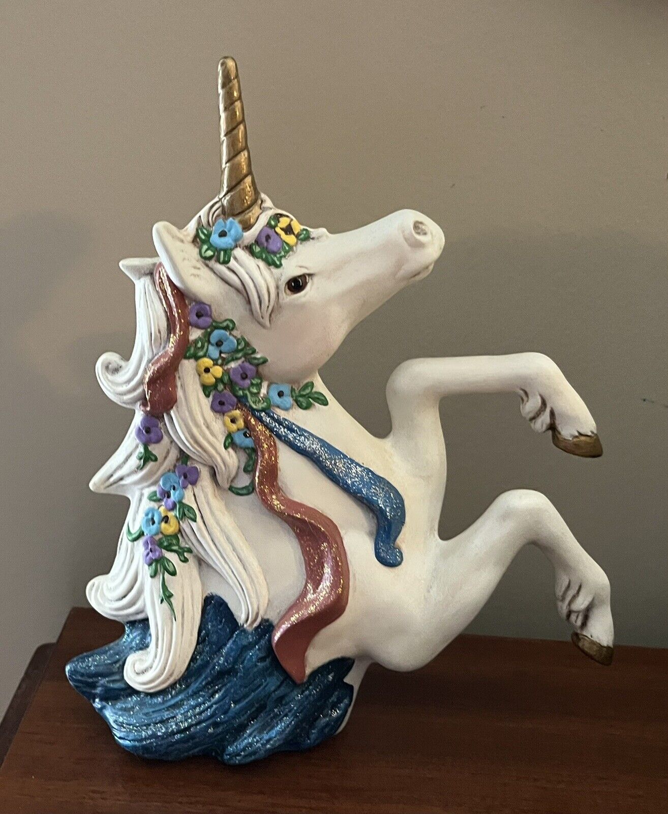 Unicorn Ceramic Signed Sculpture By Clarence W Kinney Artist Vintage 9”