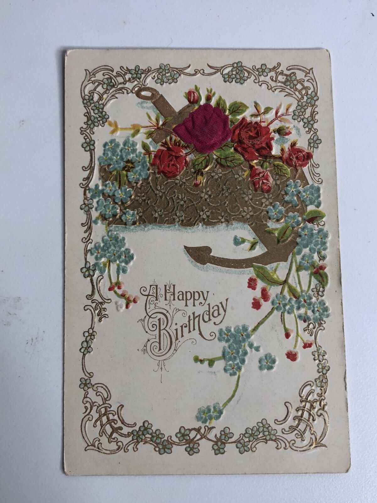 ANTIQUE EMBOSSED A Happy Birthday PostCard Unposted Divided Back