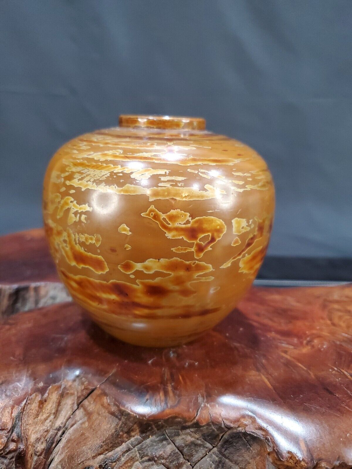 Antique Japanese lacquerware Wooden Jar Folk Art Decor Handicraft