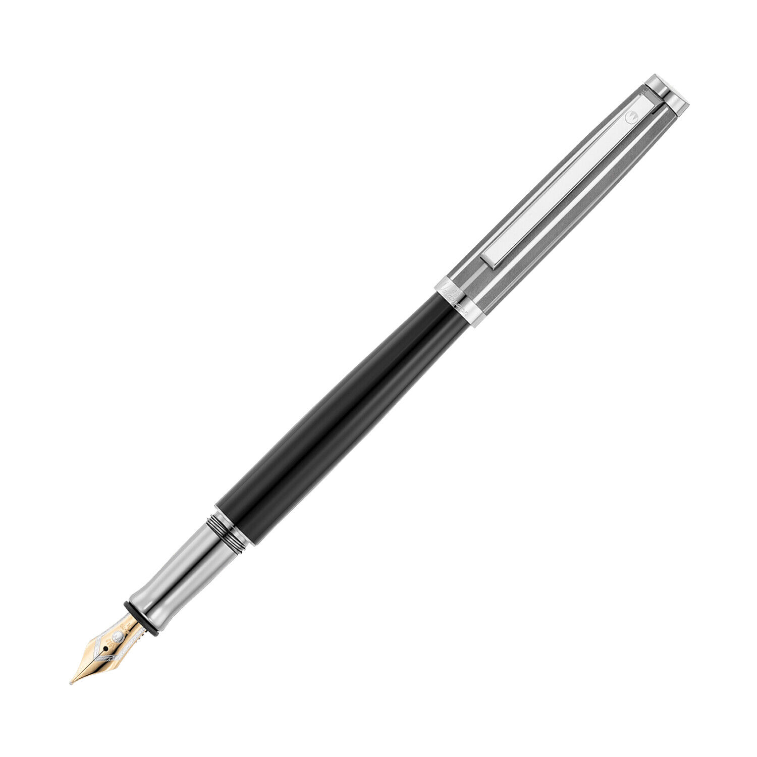 Waldmann Tuscany Fountain Pen in Frosted Ruthenium, 18kt Gold Nib - Broad - NEW
