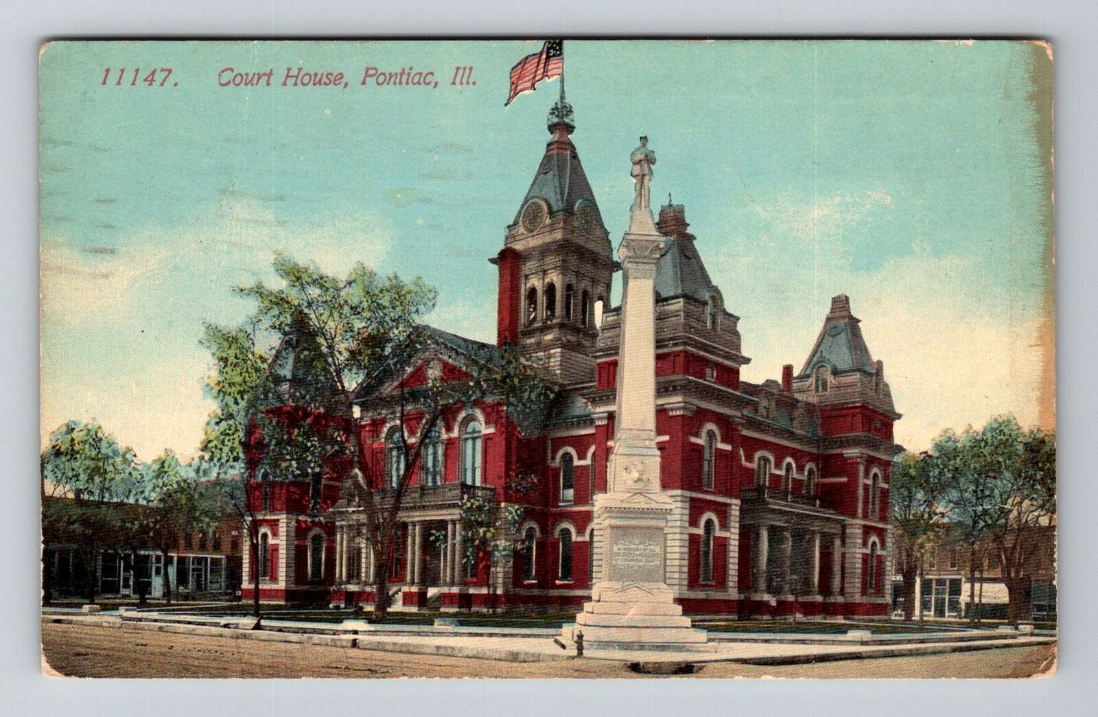 Pontiac IL-Illinois, Court House Vintage c1924 Souvenir Postcard