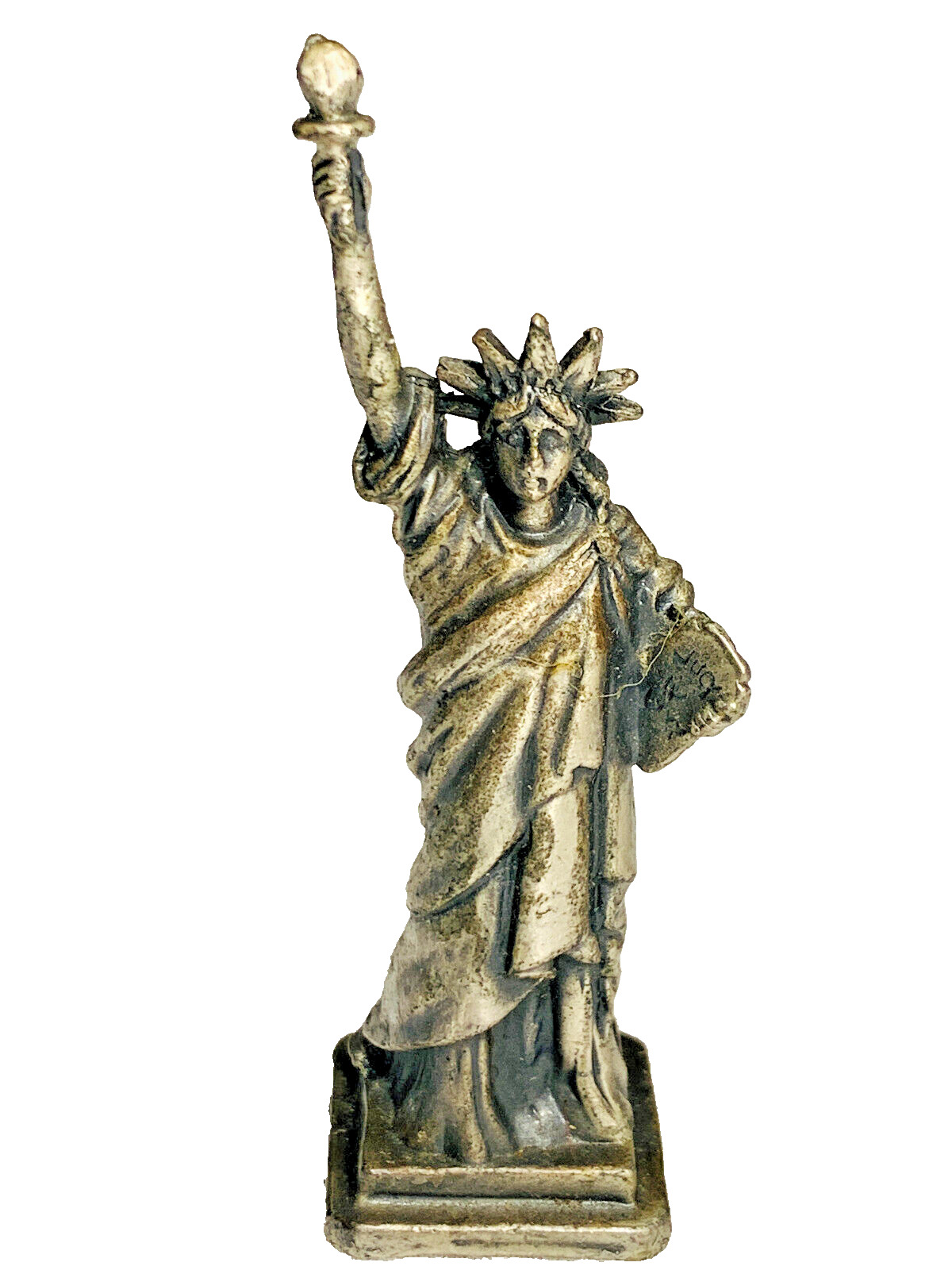 Vintage Pewter STATUE OF LIBERTY 3” Miniature figurine USA NEW YORK CITY NYC