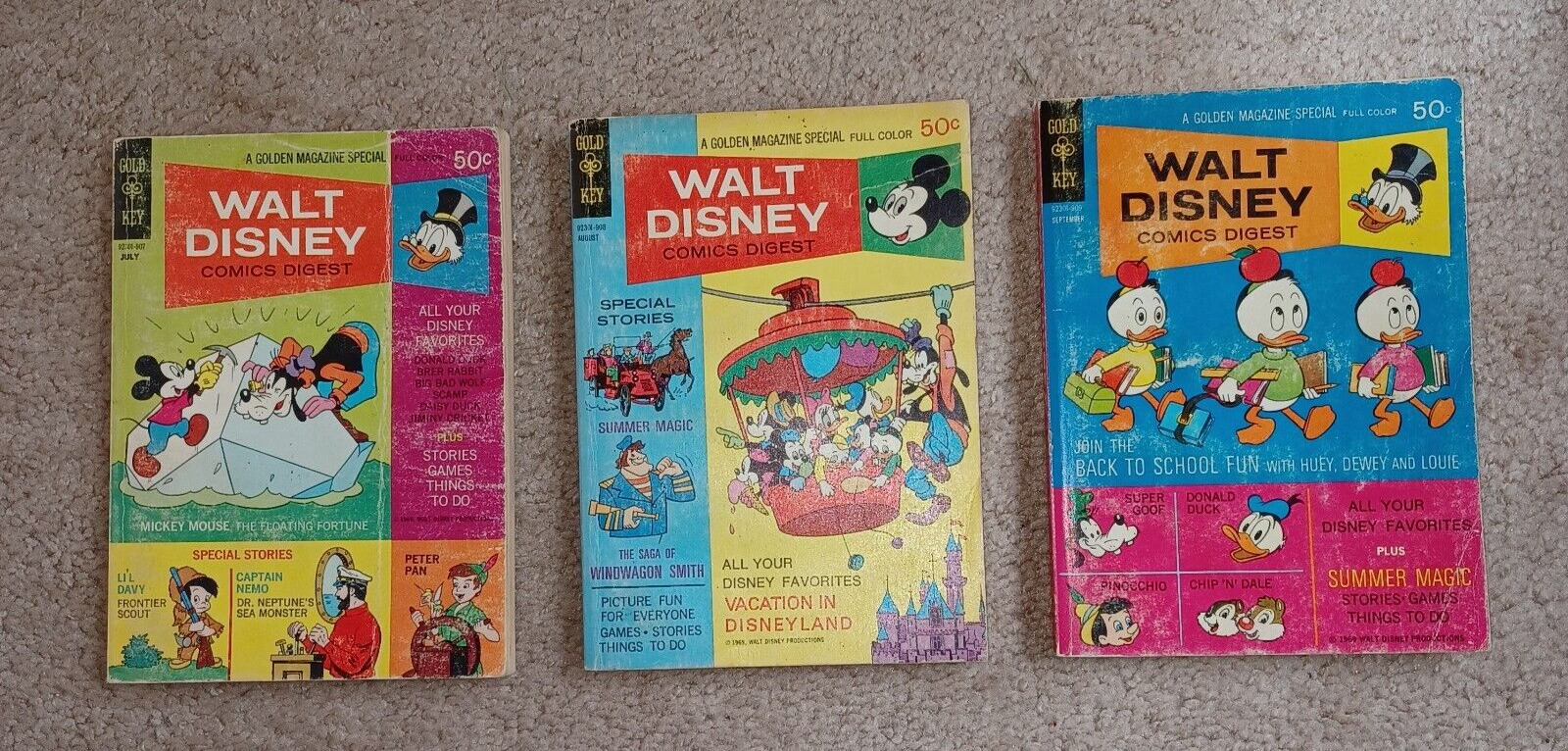 Lot Of 3 Vintage Walt Disney Comic Digest Numbers 13-15