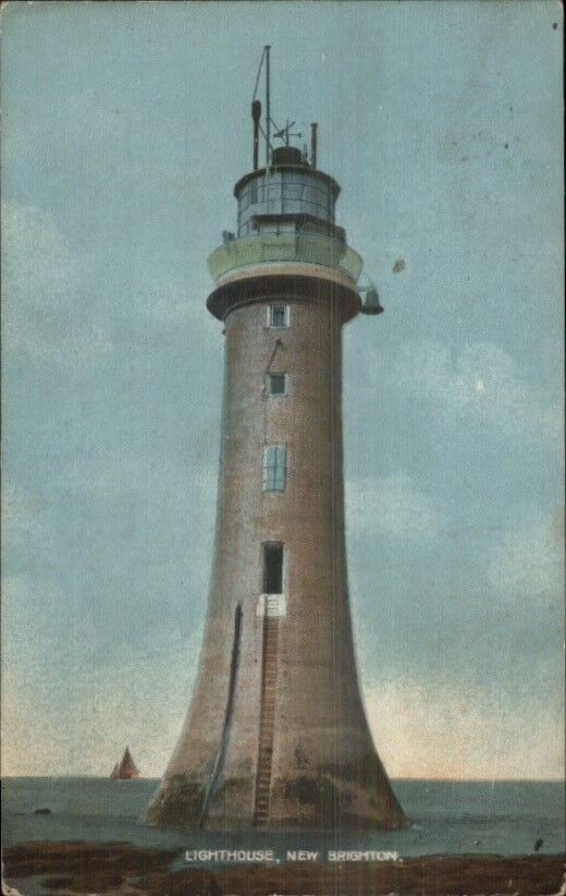 New Brighton UK Lighthouse c1910 Postcard