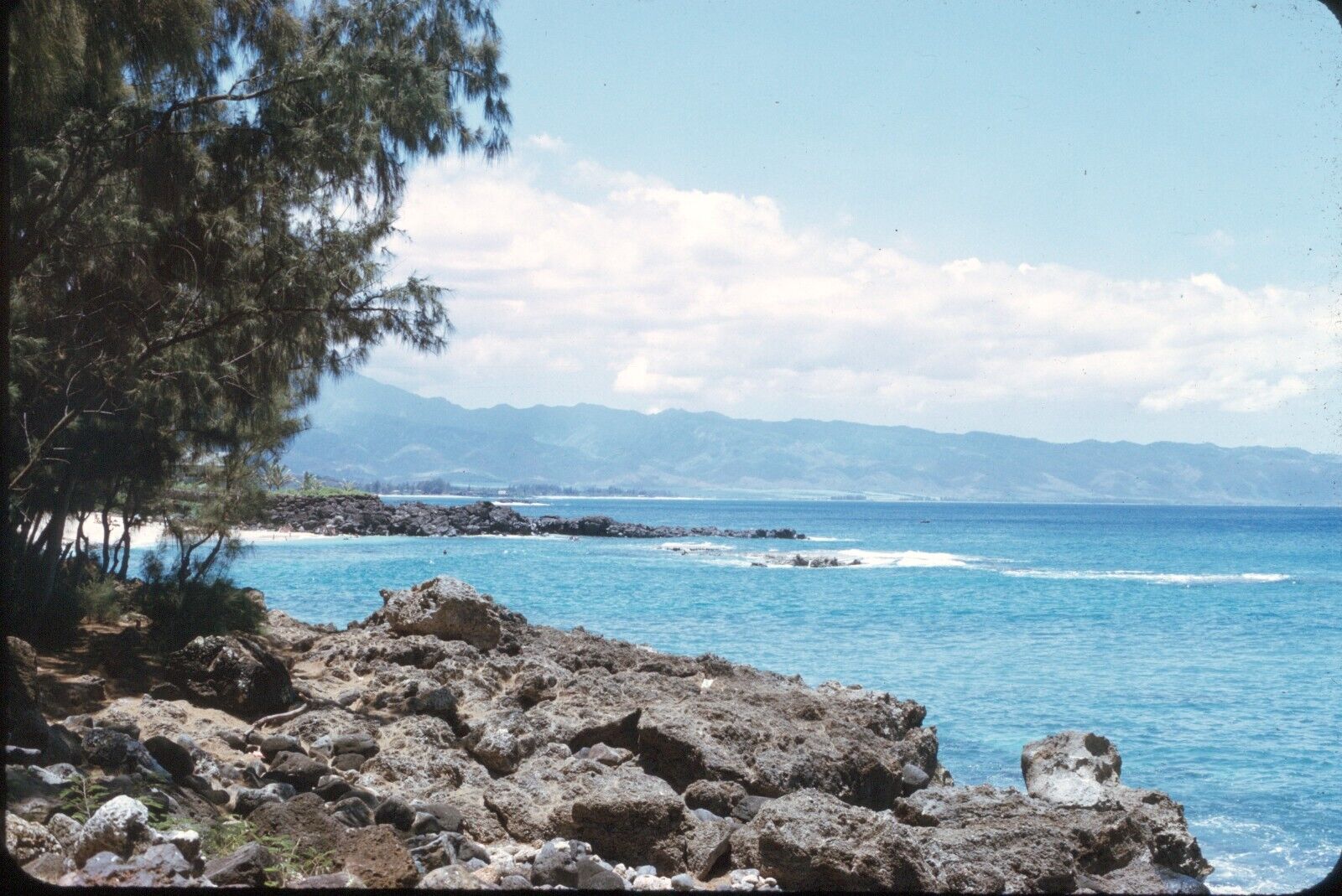 1973 Oahu Hawaii Beach North Shore Coast Rocks Vintage 35mm Slide