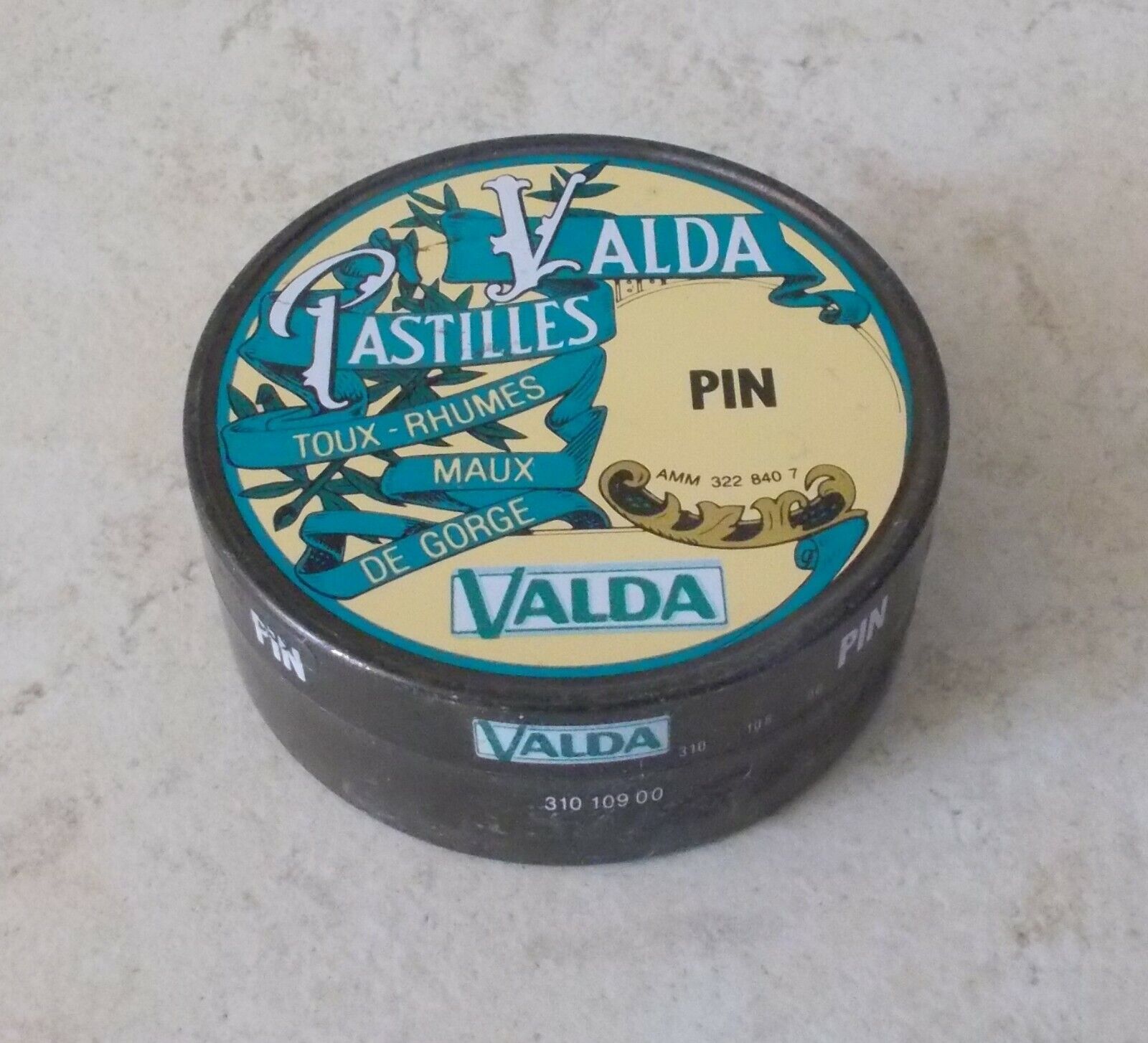 Vintage french candy Pastilles VALDA Advertising tin box France 1980s brown #3