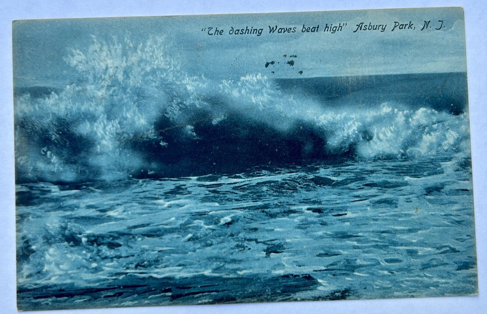 Asbury Park NJ. New Jersey. Waves. Ocean. Vintage Postcard. 1908.