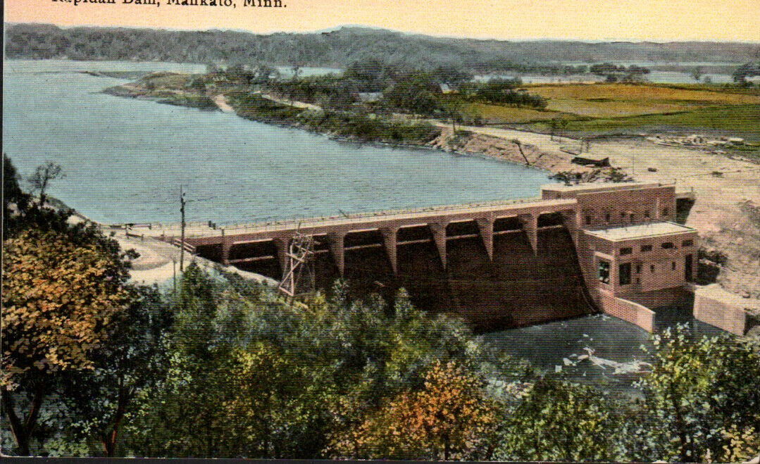 Mankato Minnesota, Rapidan Dam From Air, Vintage Postcard 3581