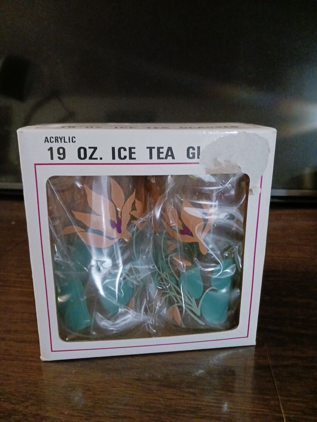 Vtg 19 Oz Acrylic Iced Tea Glasses Pastel Himark Golden Girls Ish Brand New Box