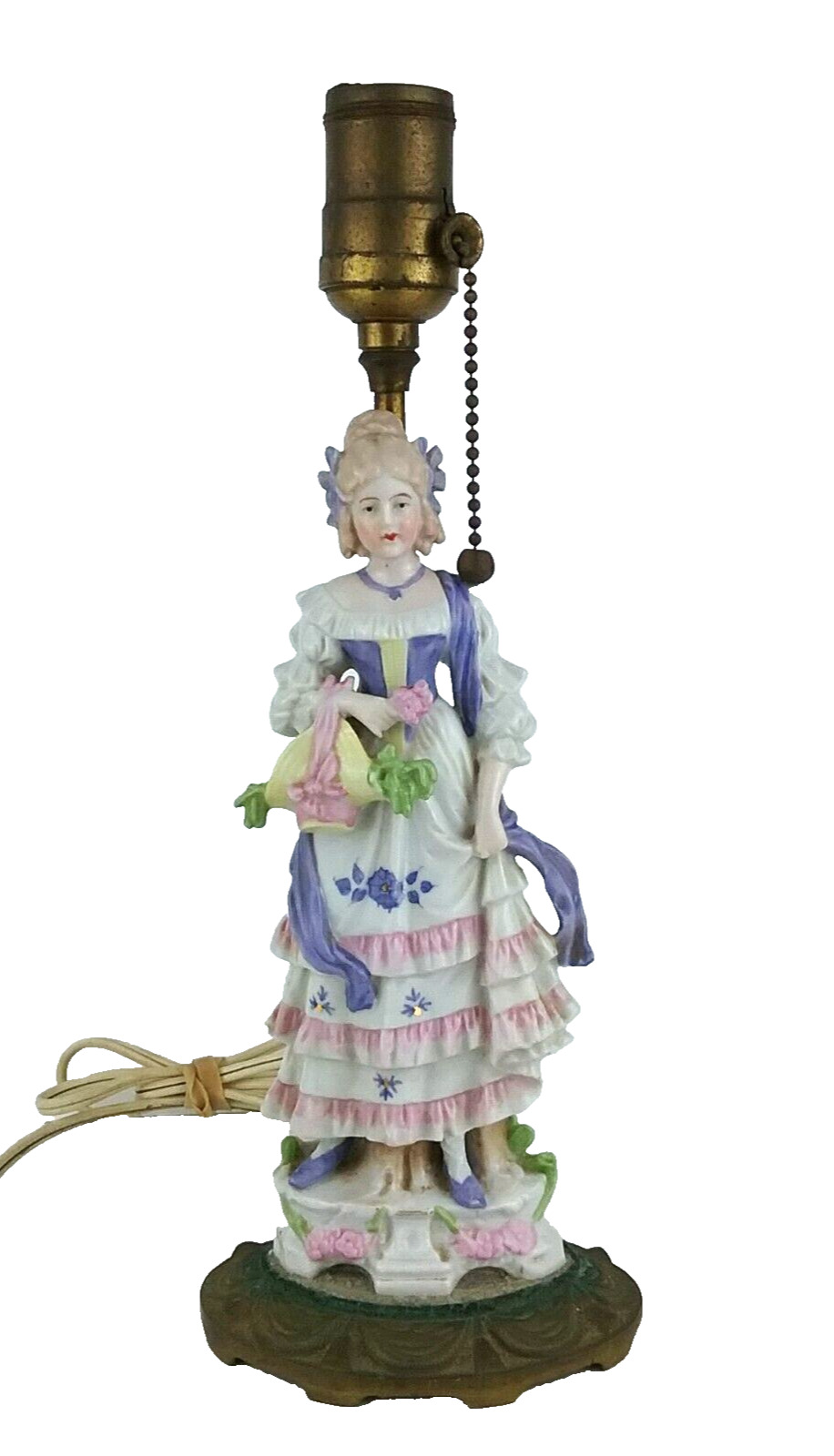 Antique 1800's Grafenthal Porcelain Figurine Lamps Marked IG DEP Dresden Meisen 