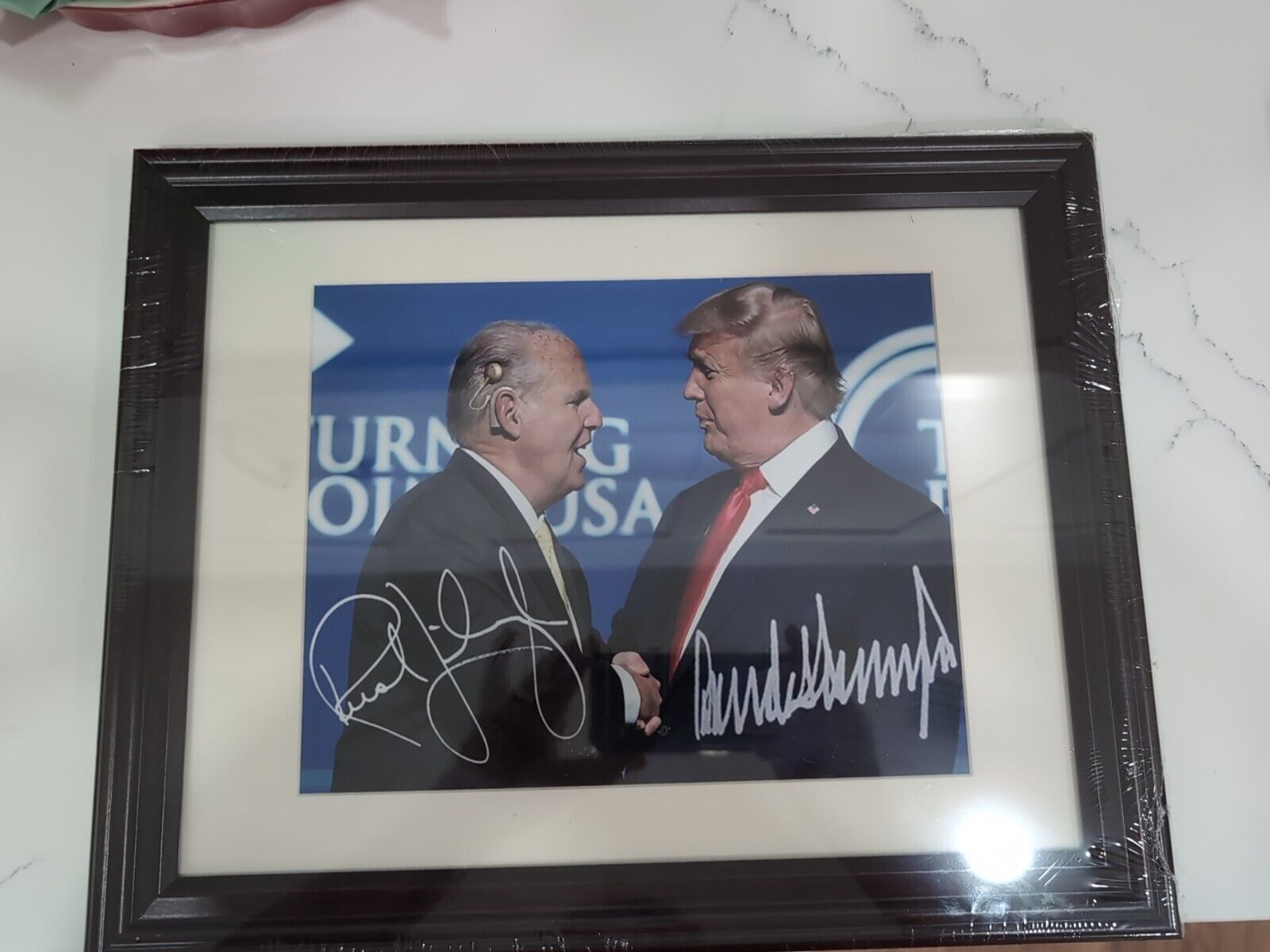 Unopened,Framed Pictures Of Rush Limbaugh at President Trump\'s State Of Union 