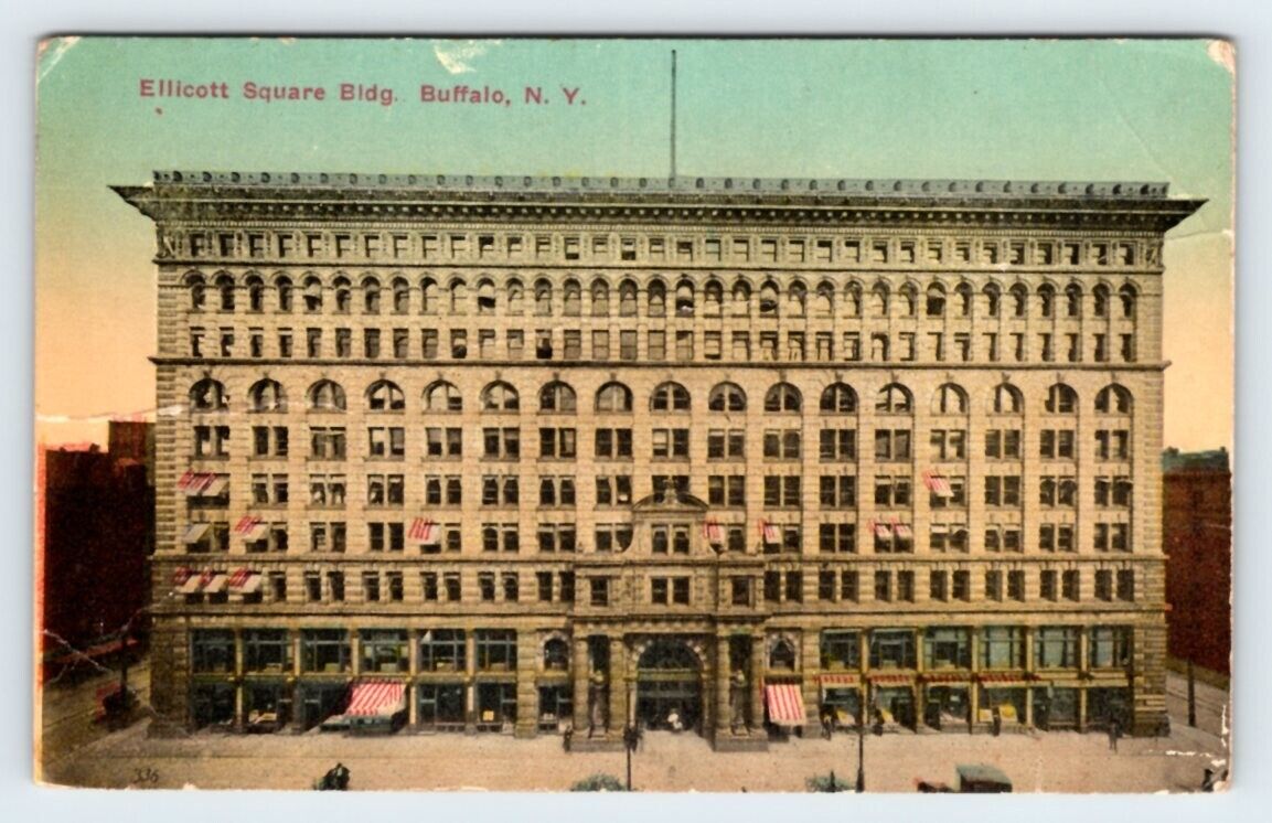 Ellicott Square Building Buffalo New York Vintage Postcard Damaged DMG5